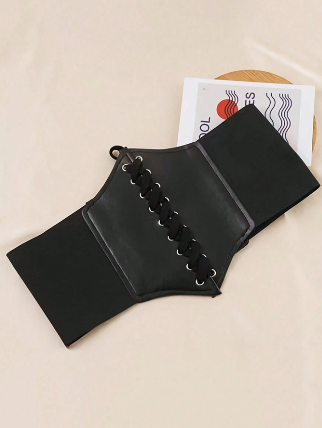 Black Faux Leather Corset Inspired Belt