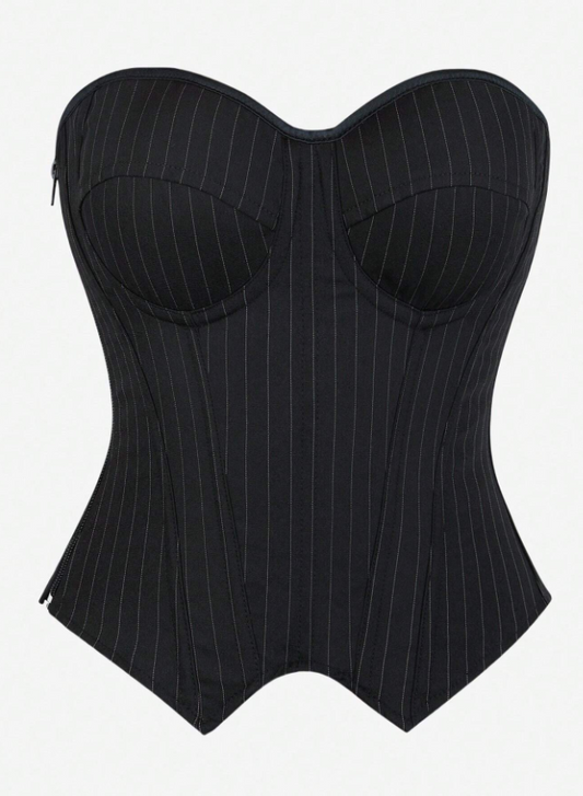 Brocade Rayé Expert Waist Training Overbust Corset