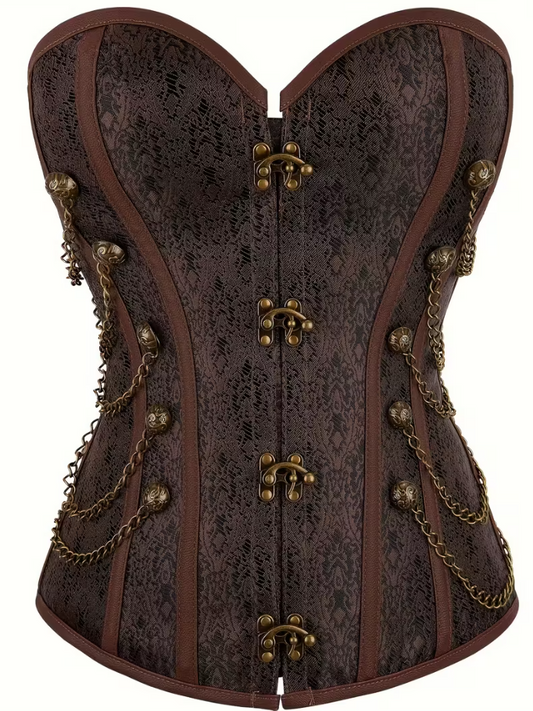 Corset Steampunk avec chaînes Marron