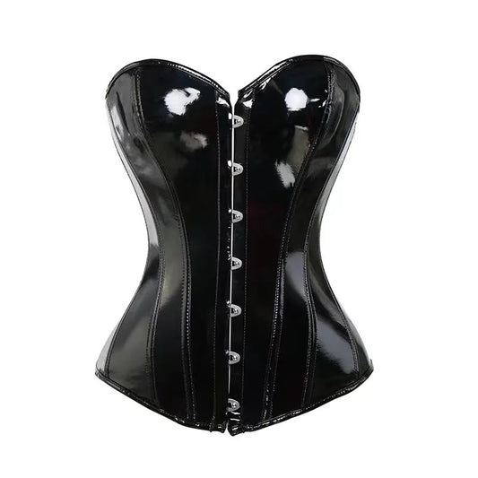 Corset Noir Similicuir avec un Style Sexy et Brillant Lingerie Steampunk