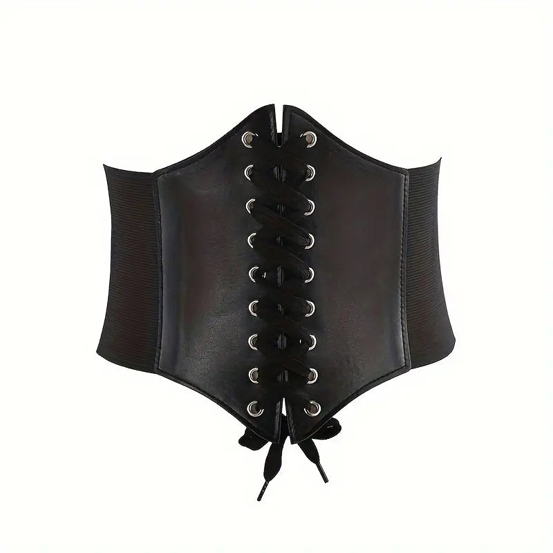 Black Faux Leather Corset Inspired Belt