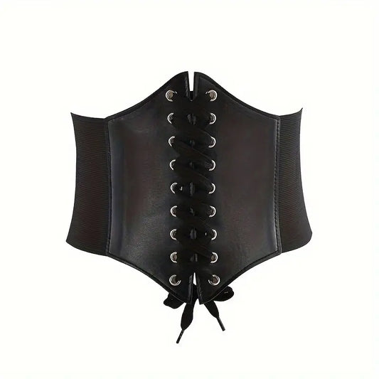 Black Faux Leather Corset Inspired Belt