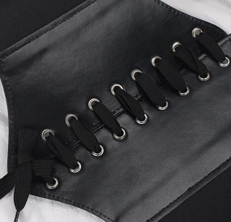 Black Faux Leather Corset Inspired Belt