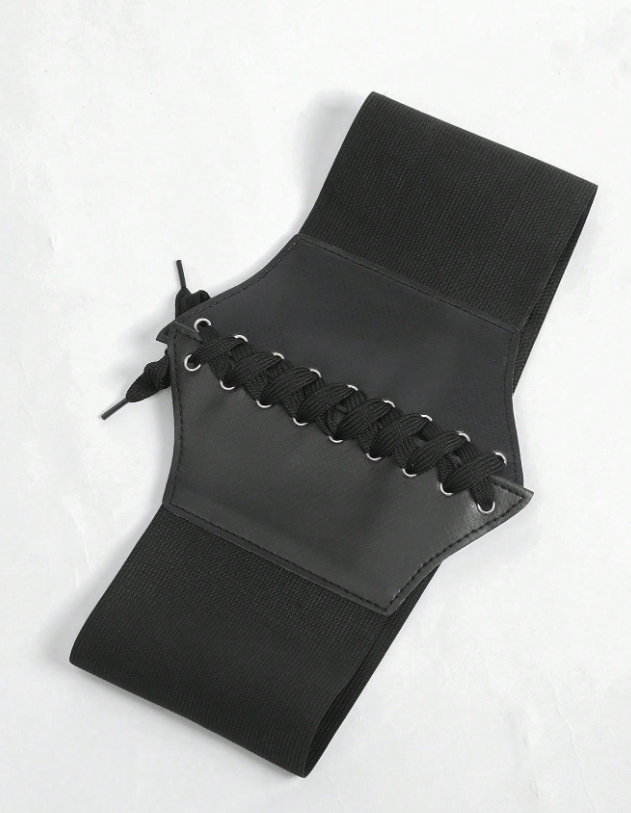 Black Faux Leather Corset Inspired Belt