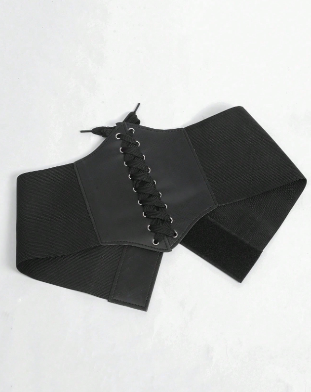 Black Faux Leather Corset Inspired Belt
