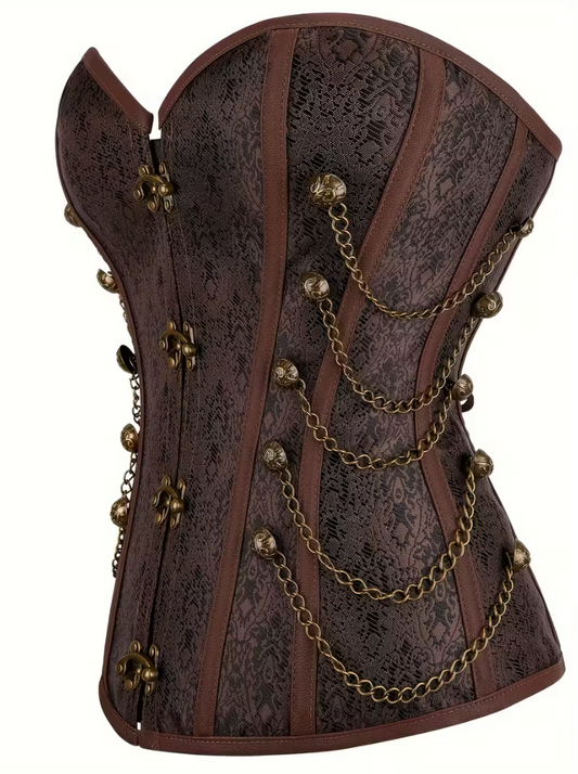 Corset Steampunk avec chaînes Marron
