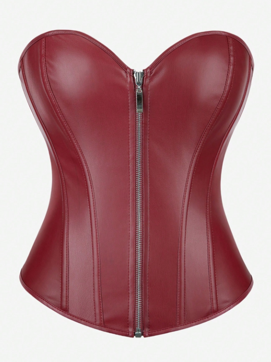 CORSET BUSTIER EN SIMILICUIR ROUGE