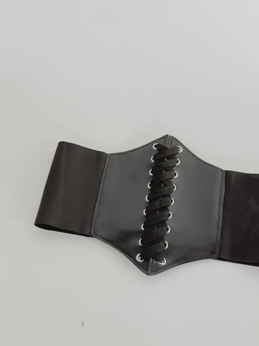 Black Faux Leather Corset Inspired Belt